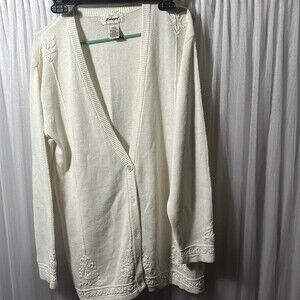 Worthington white sweater with lace on sleeves and waist